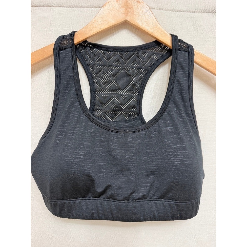 Zyia Women's Sports Bra Black Mesh Racerback Padded Yoga Gym Athletic Top Small